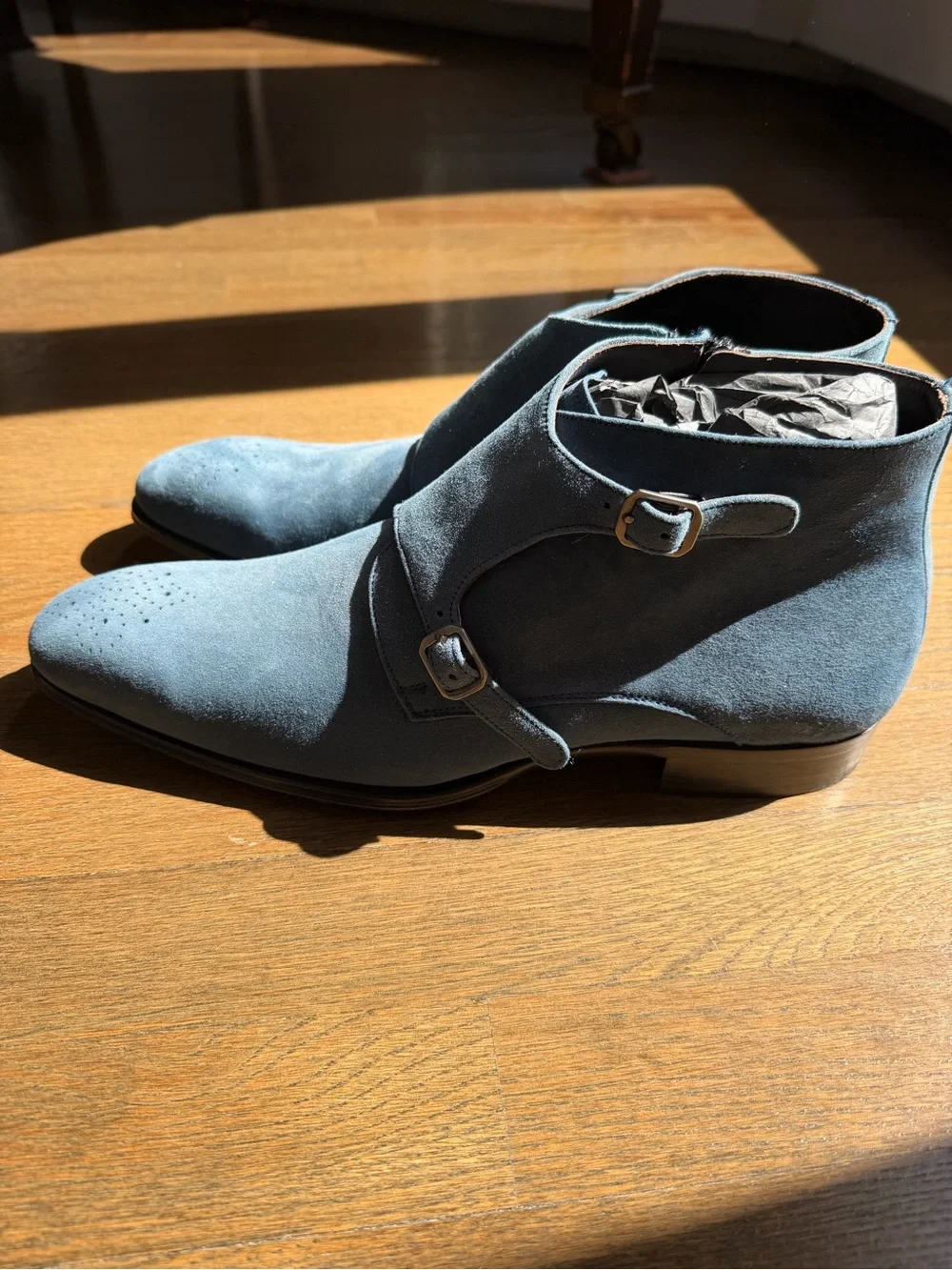 Mezlan Men's Blue Suede Leather Oxford Dress Shoes